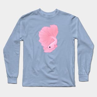 Veiltail Betta Fish, Soft Pink Coloration Long Sleeve T-Shirt